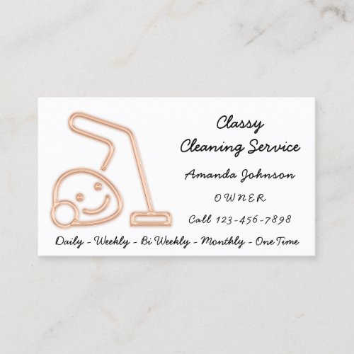 Classy Cleaning Service Maid Smile Vacuum Cleaner Business Card