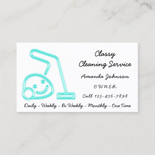 Classy Cleaning Service Maid Vacuum Cleaner Aqua Business Card
