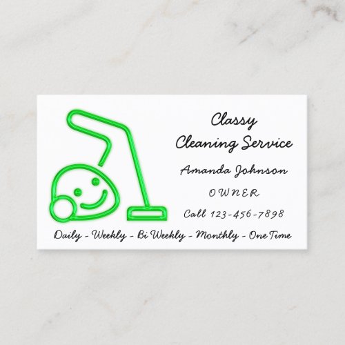 Classy Cleaning Service Maid Vacuum Cleaner Green  Business Card