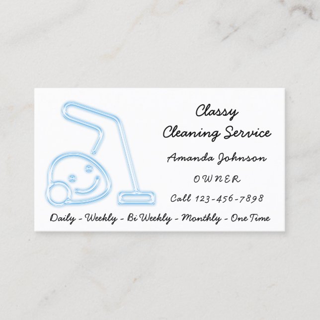 Classy Cleaning Service Maid Vacuum Cleaner New Business Card (Front)