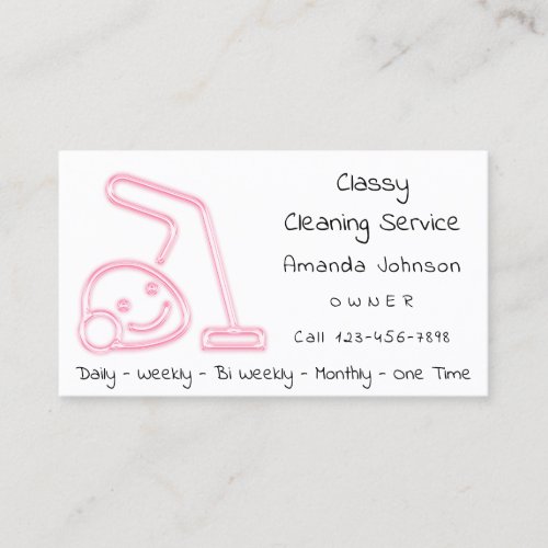 Classy Cleaning Service Maid Vacuum Cleaner Pink  Business Card