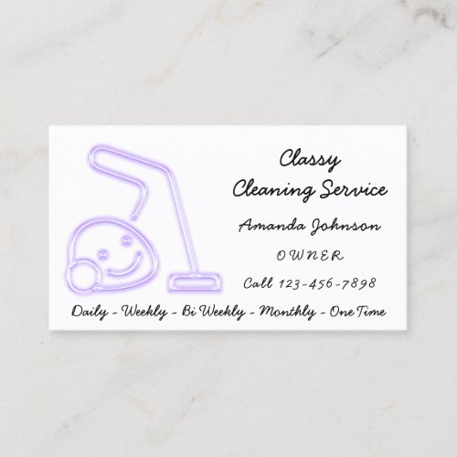 Classy Cleaning Service Maid Vacuum Cleaner Purple Business Card