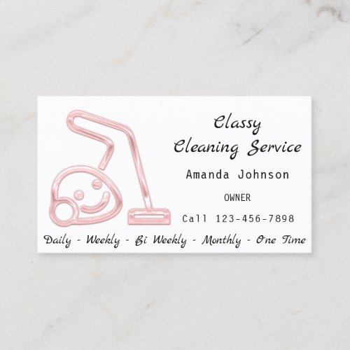 Classy Cleaning Service Maid Vacuum Cleaner Rose Business Card