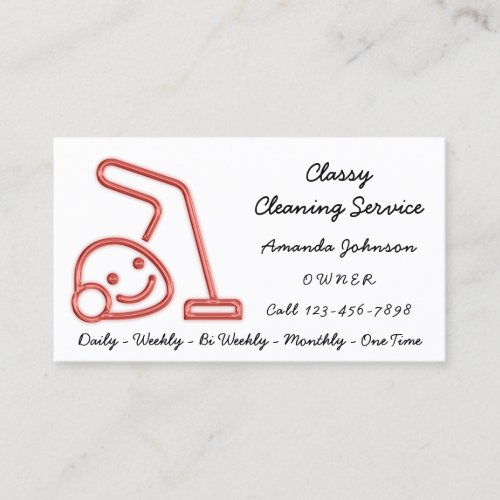 Classy Cleaning Service Maid Vacuum Cleaner Smile Business Card