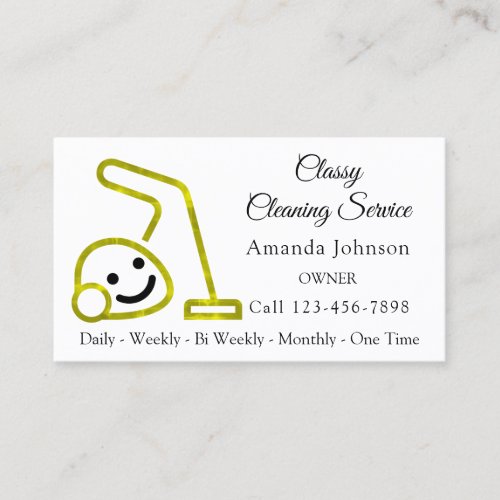 Classy Cleaning Service Maid Vacuum Cleaner Smile  Business Card