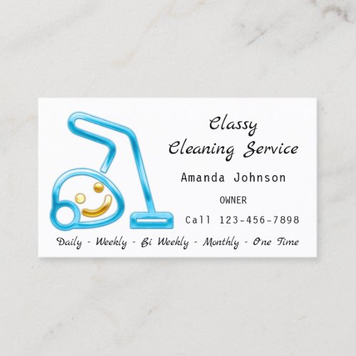 Classy Cleaning Service Maid Vacuum Cleaner Smiles Business Card