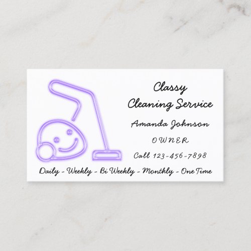 Classy Cleaning Service Maid Vacuum Cleaner Violet Business Card