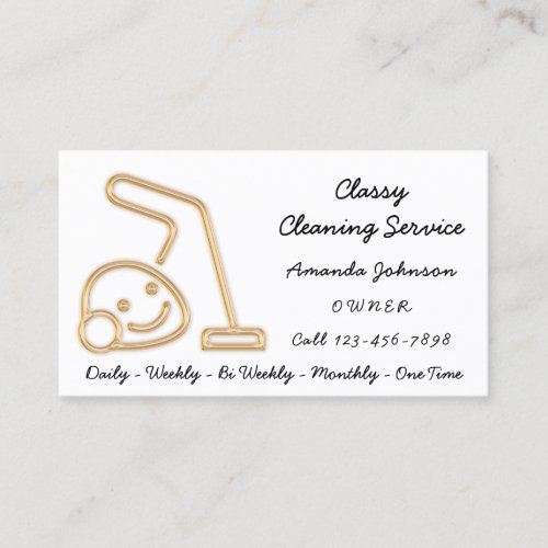 Classy Cleaning Service Maid Vacuum Cleaner White Business Card