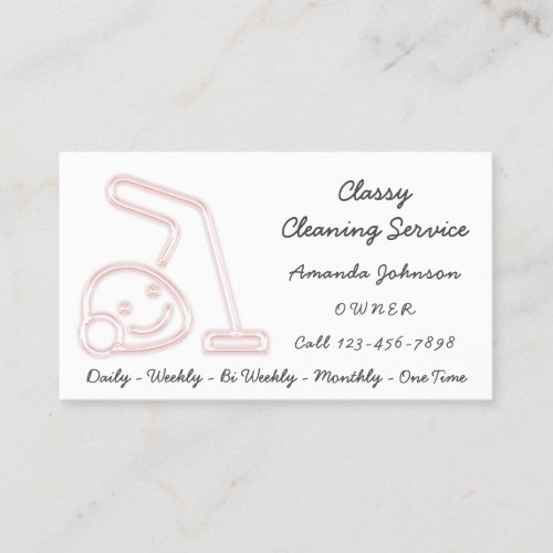 Classy Cleaning Service Maid White Vacuum Cleaner  Business Card