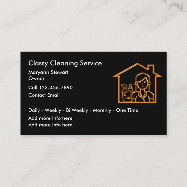 Classy Cleaning Service Modern Business Cards (Front)
