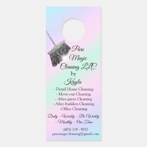 Classy Cleaning Service Move_out Pastel Pin Broom  Door Hanger