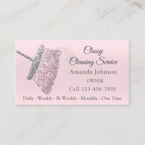Classy Cleaning Service Residencial Gray Pink Business Card