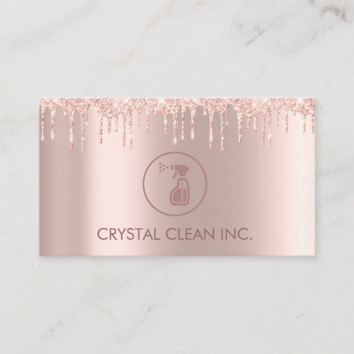 Classy Cleaning Service Rose Glitter Drips  Business Card