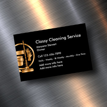 Classy Cleaning Services Design Magnetic Business Card by Luckyturtle at Zazzle