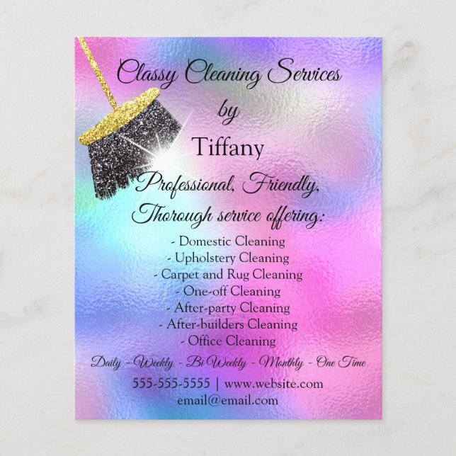 Classy Cleaning Services House Keeping Holographic Flyer (Front)