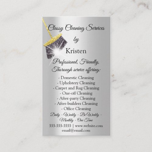 Classy Cleaning Services House Keeping QRCode Gold Business Card
