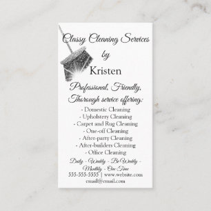 Classy Cleaning Services House Keeping QRCode Gray Business Card