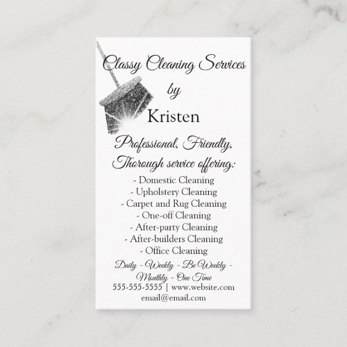 Classy Cleaning Services House Keeping QRCode Gray Business Card