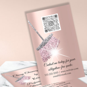 Classy Cleaning Services House Keeping QRCode Logo Business Card