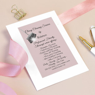Classy Cleaning Services House Keeping QRCode Pink Business Card