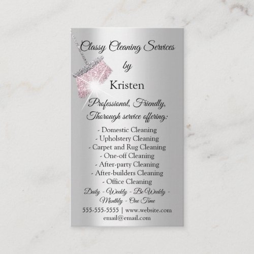 Classy Cleaning Services House Keeping QRCode Rose Business Card