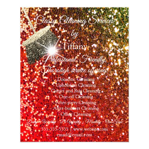 Classy Cleaning Services House Keeping Red Glitter Flyer
