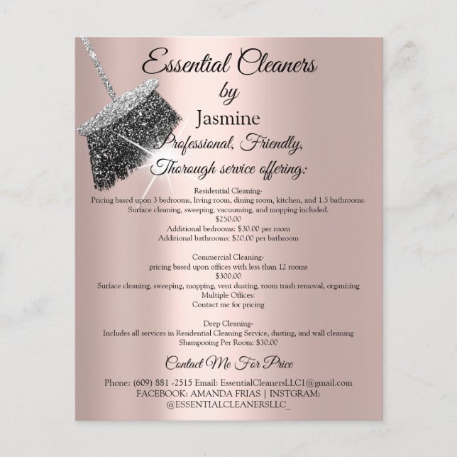 Classy Cleaning Services House Keeping Rose Silver Flyer (Front)