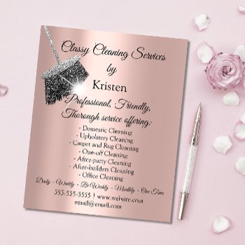 Classy Cleaning Services House Keeping Rose Silver Flyer by luxury_luxury at Zazzle