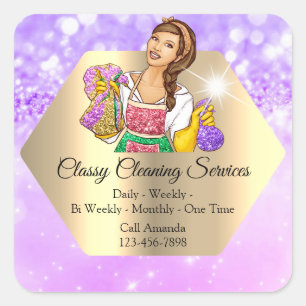 Classy Cleaning Services Maid Housekeeper Girl Square Sticker
