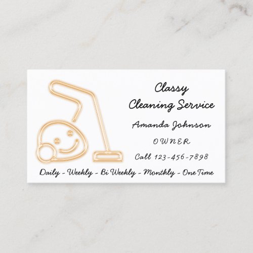Classy Cleaning Services Maid Vacuum Cleaner Coral Business Card