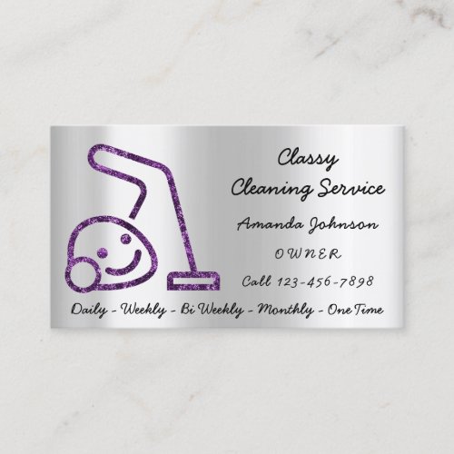 Classy Cleaning Services Maid Vacuum Cleaner Gray Business Card
