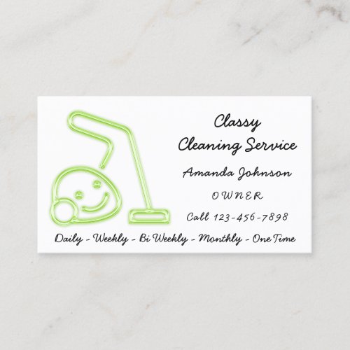 Classy Cleaning Services Maid Vacuum Cleaner Smile Business Card
