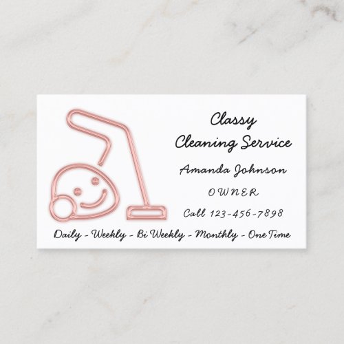 Classy Cleaning Services Maid Vacuum CleanerOffice Business Card