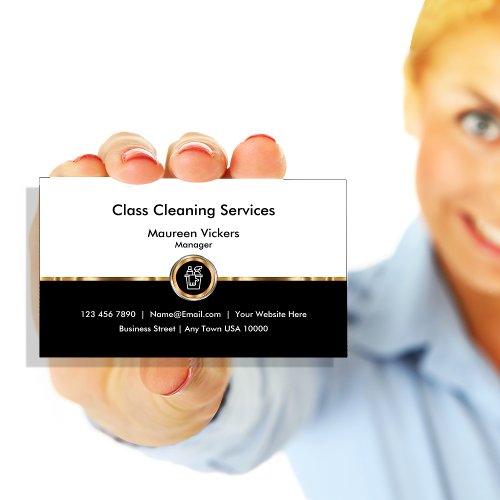 Classy Cleaning Services Modern Business Card