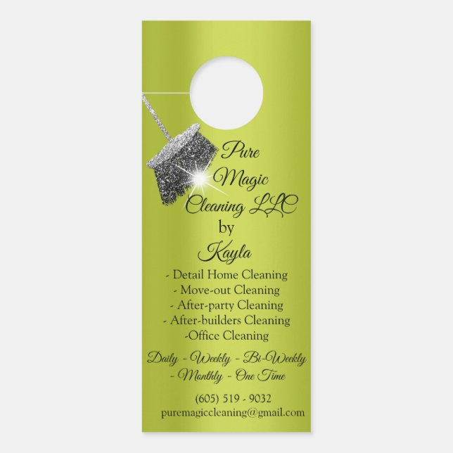 Classy Cleaning Services Move-out Cleaning Green Door Hanger (Front)