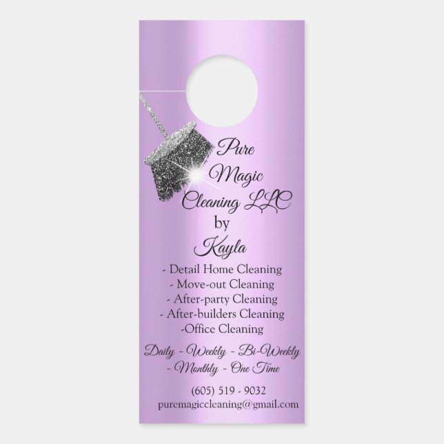 Classy Cleaning Services Move-out Cleaning Purple Door Hanger (Front)