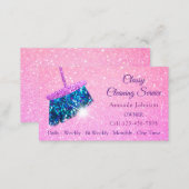 Classy Cleaning Services Pink Spark Glitter Business Card (Front/Back)