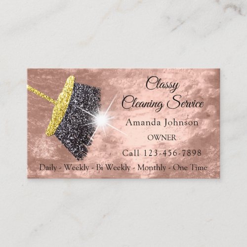 Classy Cleaning Services Rose Gold Glitter Leather Business Card
