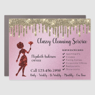 Classy Cleaning Services Rose Logo Drip Effect  Car Magnet
