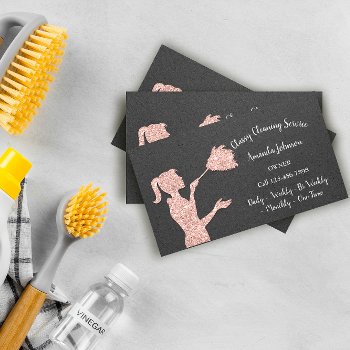 Classy Cleaning Services Rose Logo Maid Kraft Glam Business Card by luxury_luxury at Zazzle