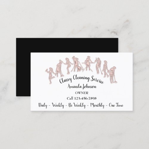 Classy Cleaning Services Rose Logo Maid White Business Card
