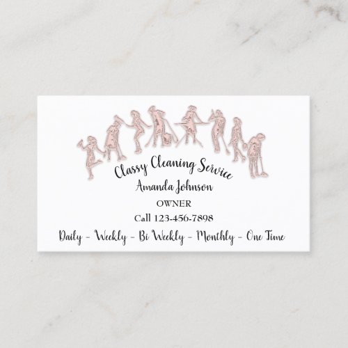 Classy Cleaning Services Rose Logo Maid White Glam Business Card