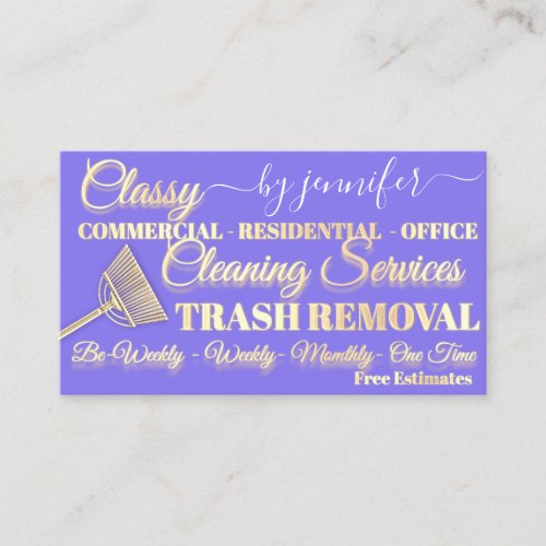 Classy Cleaning Trash Removal Lilac Maid QR Code Business Card