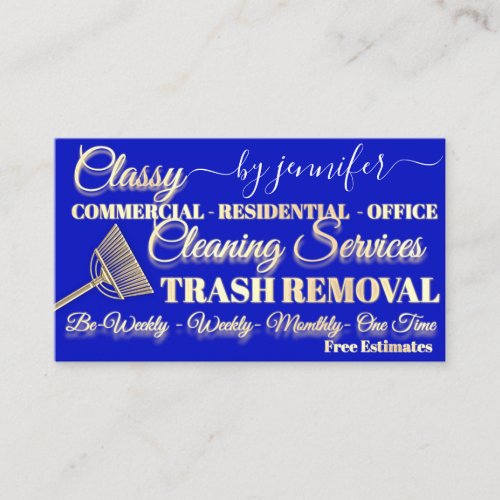 Classy Cleaning Trash Removal Maid Gold Logo QR   Business Card