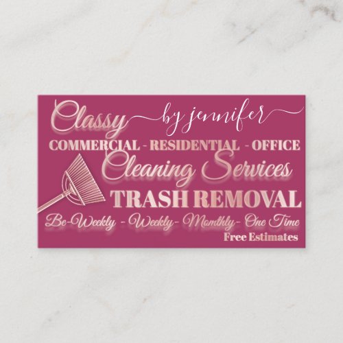 Classy Cleaning Trash Removal Maid QR Code Berry  Business Card