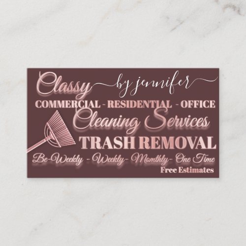 Classy Cleaning Trash Removal Maid QR Code Logo Business Card