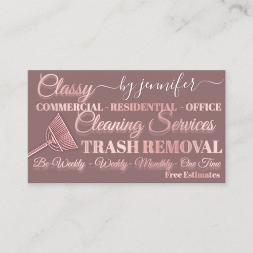 Classy Cleaning Trash Removal Maid QR Code Rose Business Card