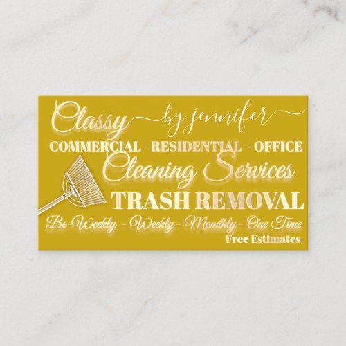 Classy Cleaning Trash Removal Mustard Maid QR Code Business Card