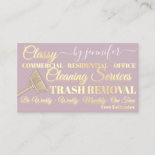 Classy Cleaning Trash Removal Pink Maid QR Code  Business Card