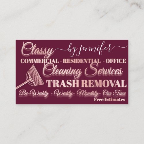 Classy Cleaning Trash Removal Rose Maid QR Code  Business Card